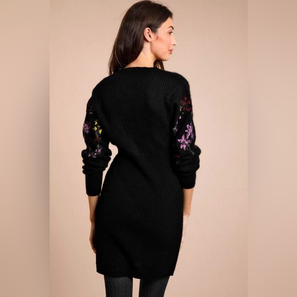 French 80% Wool Sweater Dress with Embroidery - Picture 2 of 5